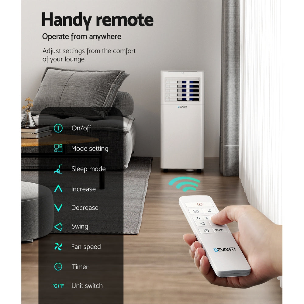 Devanti 7000BTU Portable Air Conditioner, Fan, and Dehumidifier