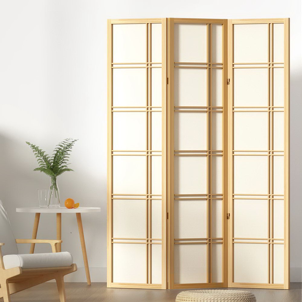 Artiss Natural Wood 3 Panel Room Divider