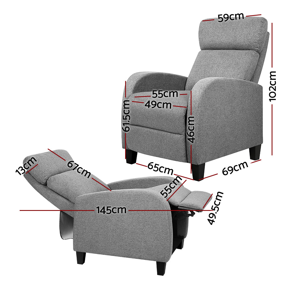 Artiss Grey Fabric Reclining Armchair for Ultimate Comfort and Style