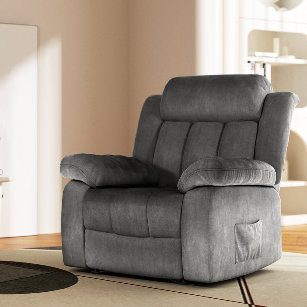 Artiss Electric Massage Recliner Chair - Grey Velvet