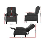 Artiss Charcoal Recliner Chair - Adjustable Soft Suede Lounge Armchair