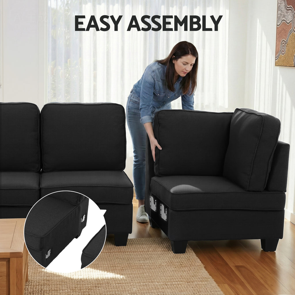 Artiss Modular Sofa Chaise Set 4-seater Dark Grey