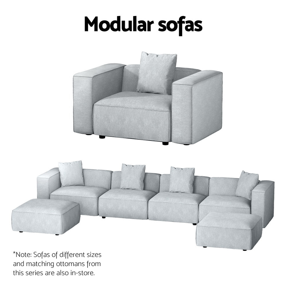 Artiss Grey 3-Seater Modular Sofa Chaise