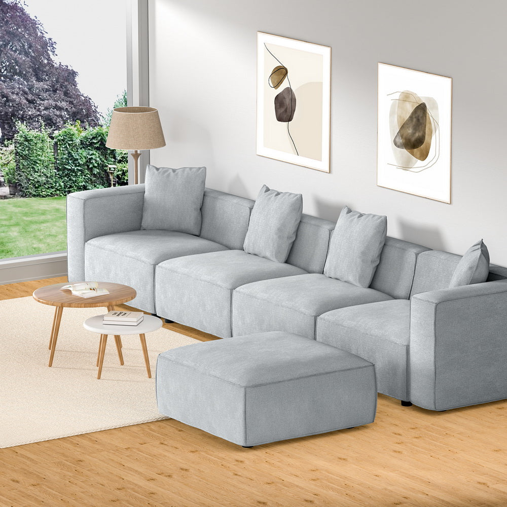 Artiss 5-Seater Modular Sofa Chaise in Grey