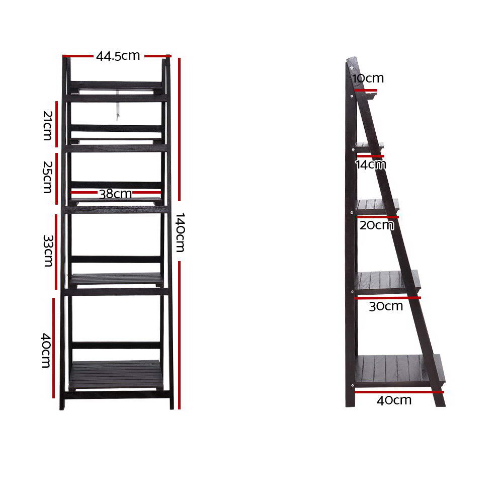 Artiss 5-Tier Corner Ladder Shelf - Coffee
