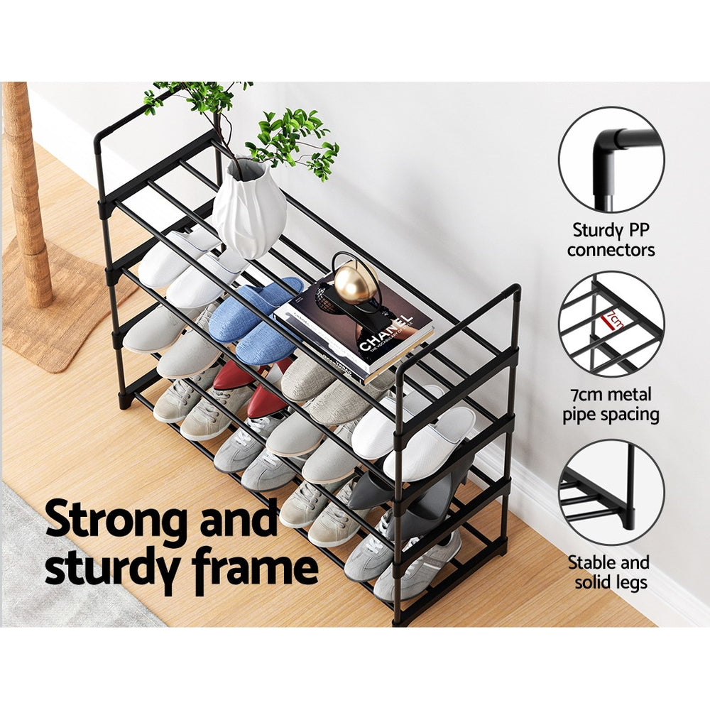 4-Tier Stackable Shoe Rack for Organized Storage