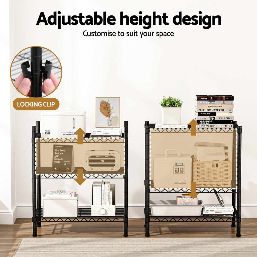 Adjustable 3-Tier Steel Shelving Unit