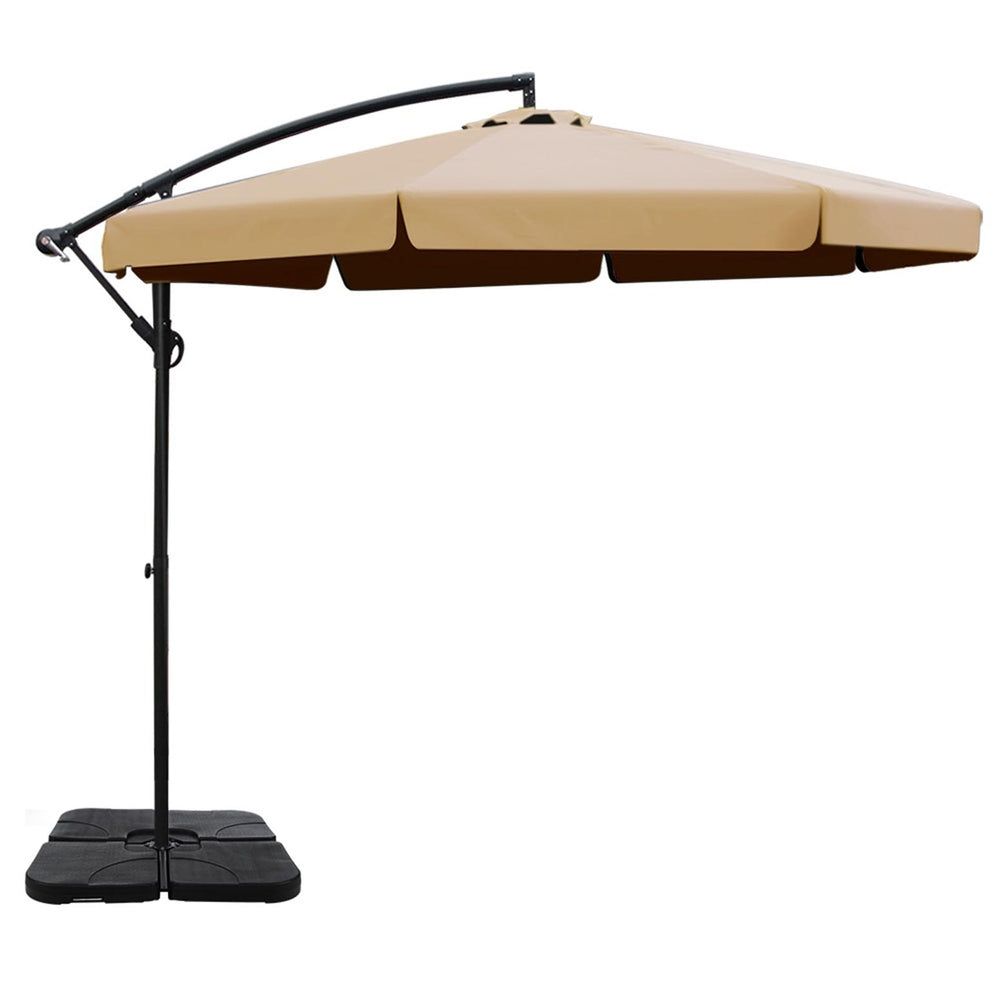 Instahut Outdoor Cantilever Umbrella with Base for Garden, Beach and Patio Shade