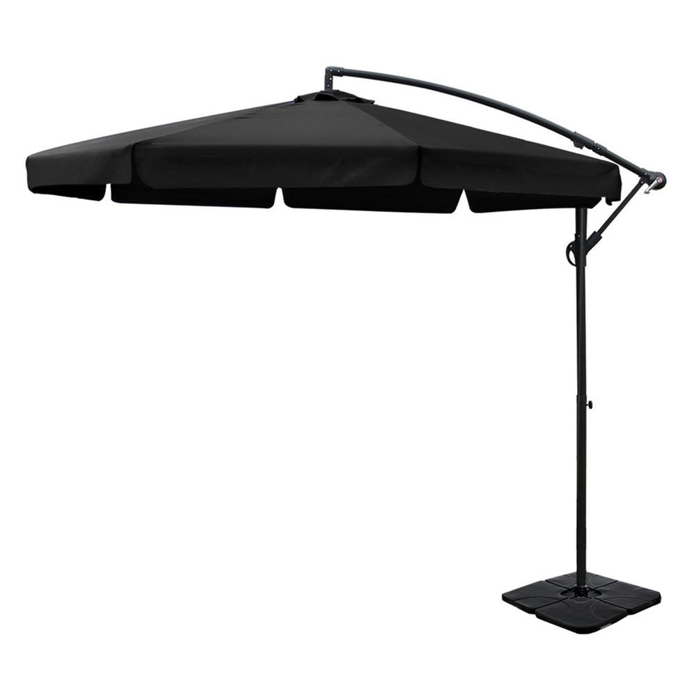 Instahut Outdoor Cantilever Umbrella with Base for Garden, Beach and Patio Shade