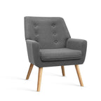 Artiss Grey Charcoal Linen Armchair with Tufted Design