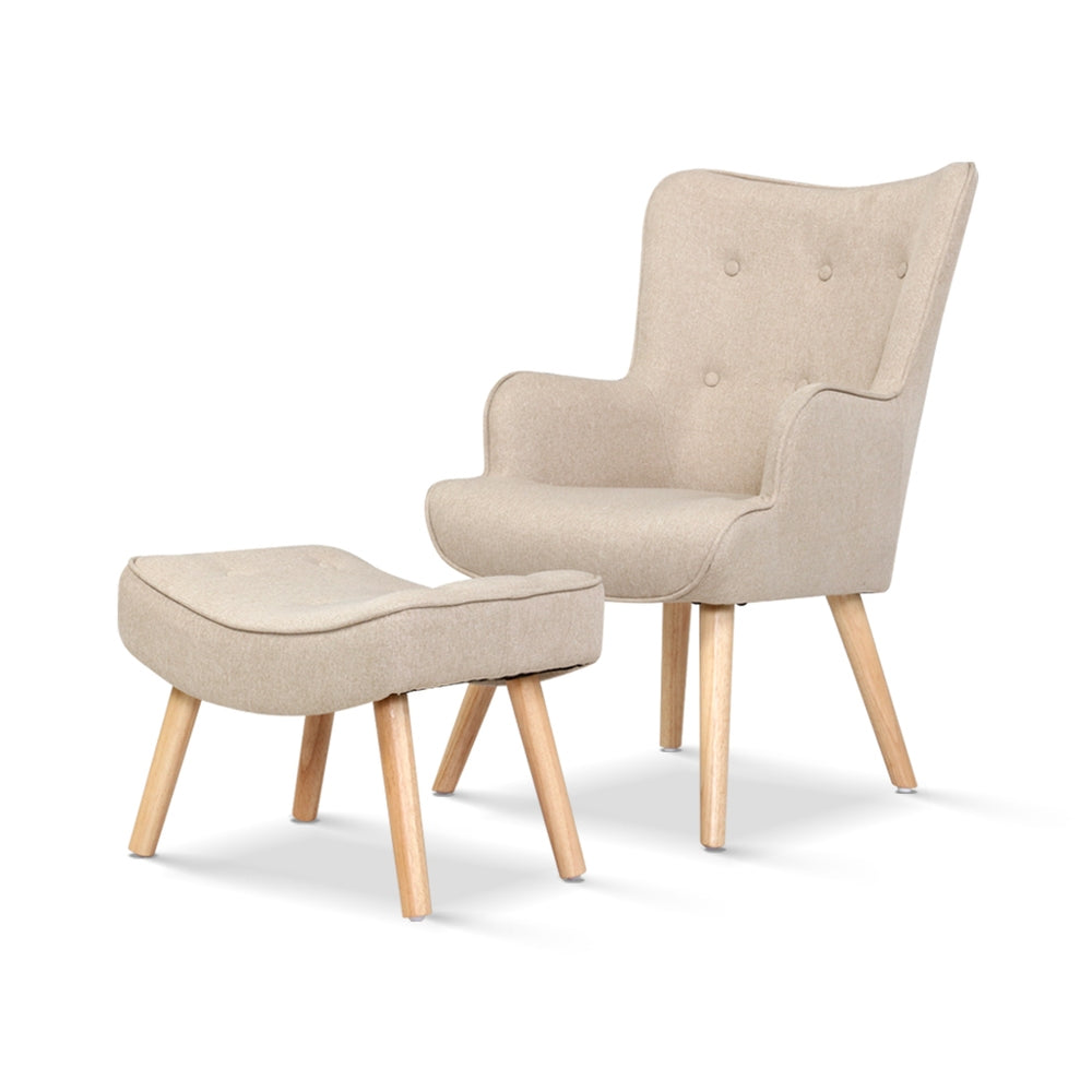 Lansar Armchair Set with Ottoman - Modern Scandinavian Elegance in Various Colors