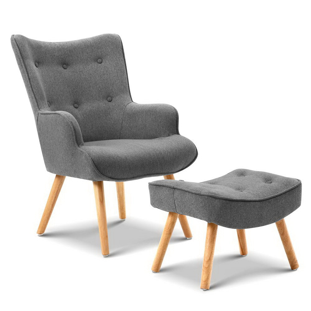 Lansar Armchair Set with Ottoman - Modern Scandinavian Elegance in Various Colors