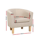 Artiss Abby Beige Tub Chair - Modern Comfort with Timeless Design