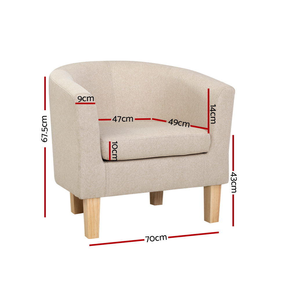 Artiss Abby Beige Tub Chair - Modern Comfort with Timeless Design