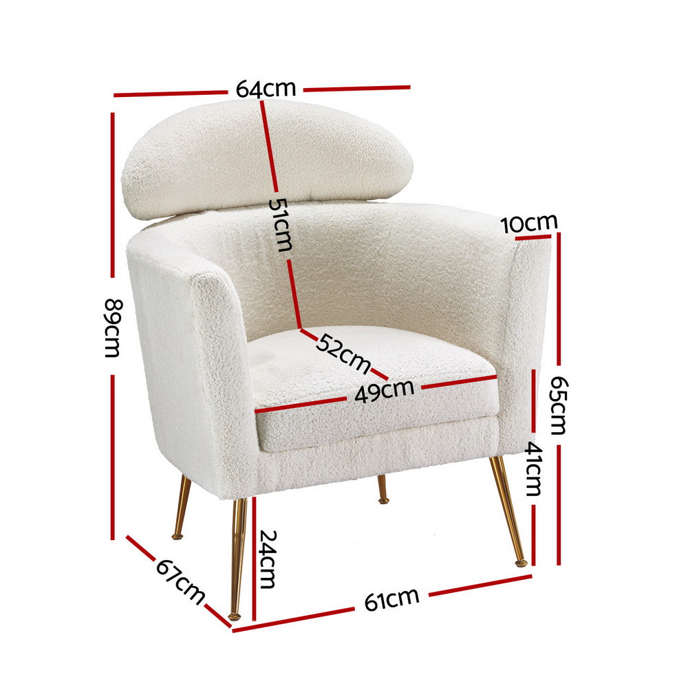 Artiss White Yoli Boucle Fabric Armchair