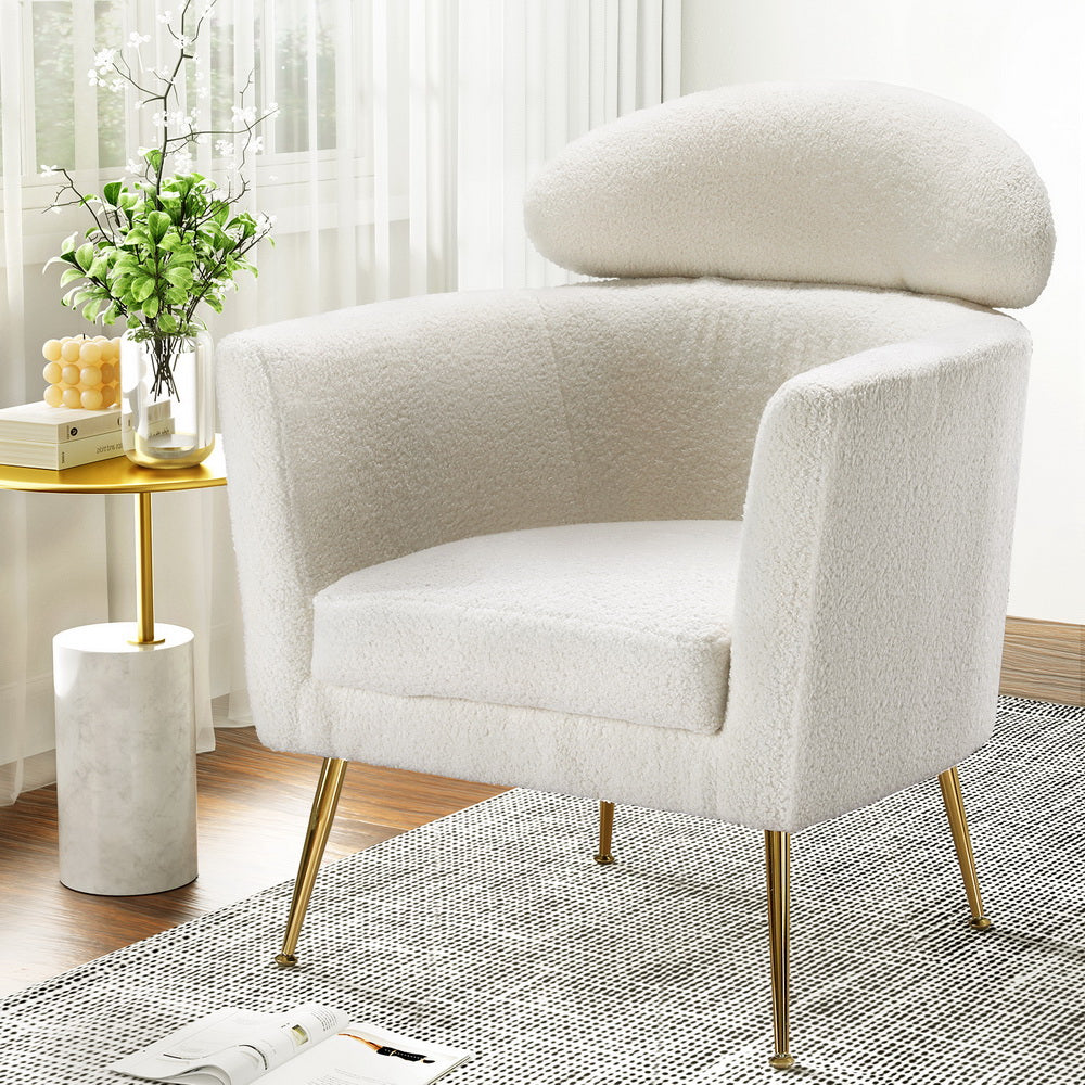 Artiss White Yoli Boucle Fabric Armchair