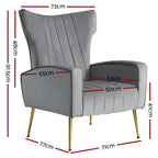 Artiss Velvet Kate Armchair - Elegant Design in Grey