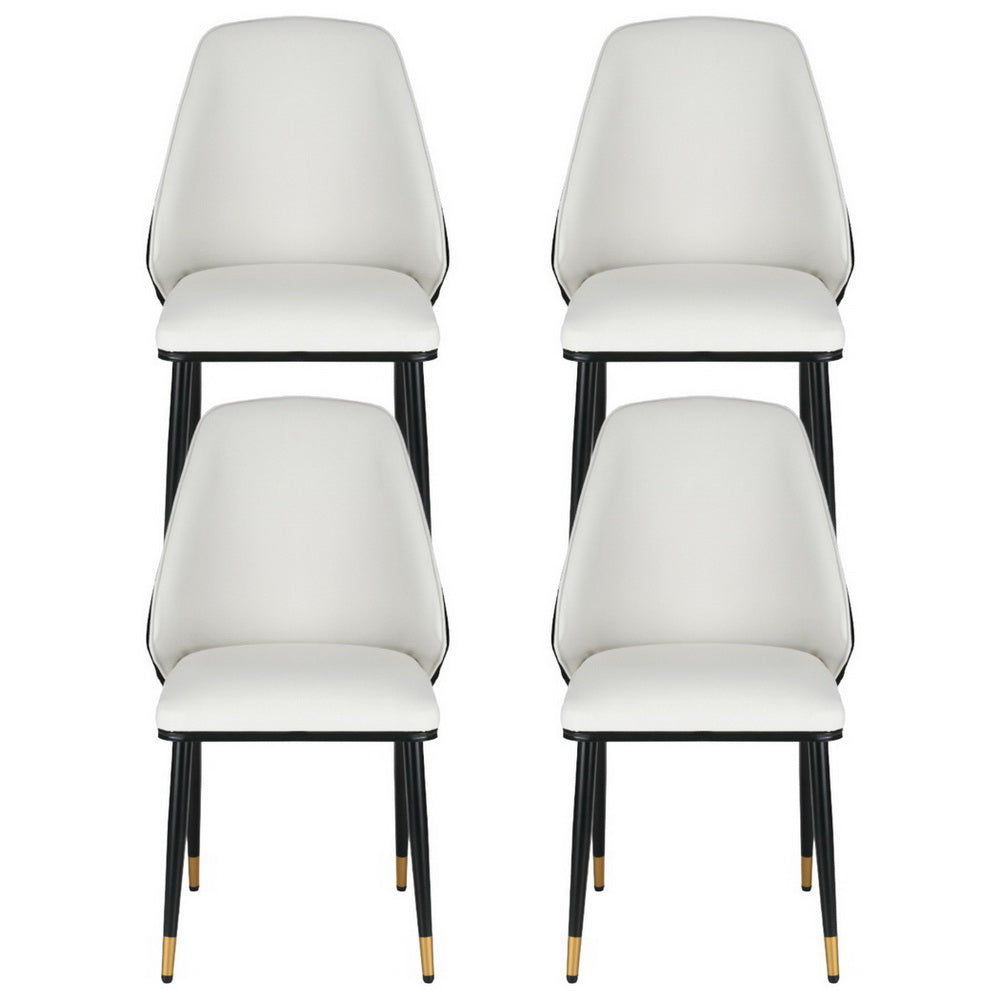 Beige and Black Leather Dining Chairs Set of 4