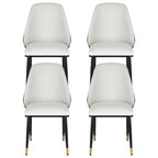 Beige and Black Leather Dining Chairs Set of 4