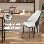 Beige and Black Leather Dining Chairs Set of 4