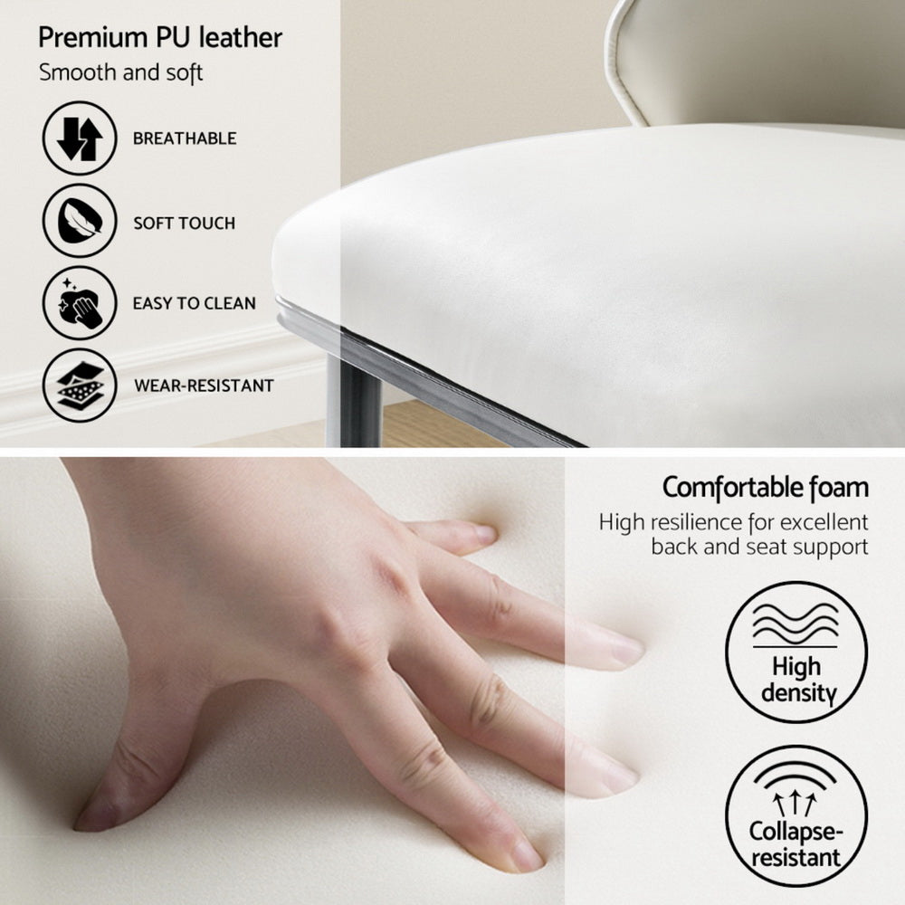 Beige and Black Leather Dining Chairs Set of 4