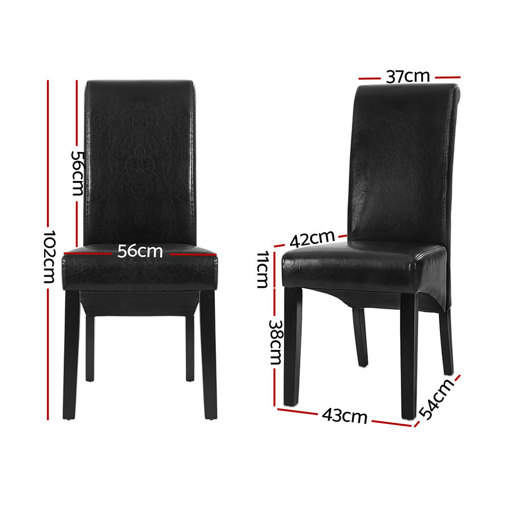 Black Leather Dining Chairs Set of 2