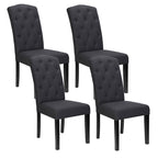 Elegant Dark Grey Linen Dining Chairs Set of 4