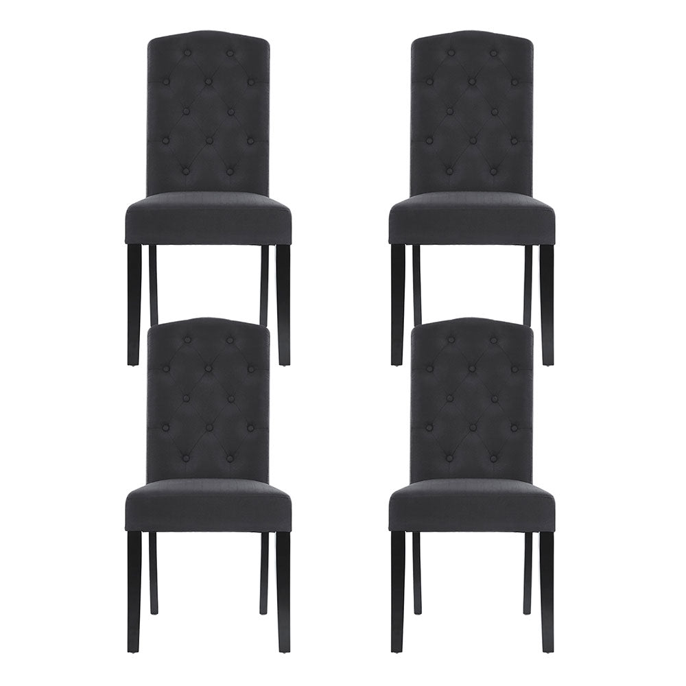 Elegant Dark Grey Linen Dining Chairs Set of 4