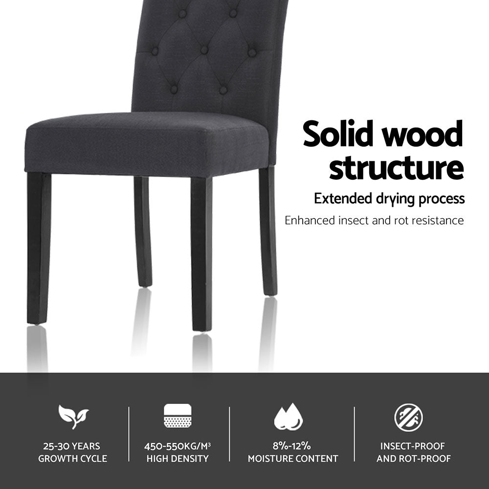 Elegant Dark Grey Linen Dining Chairs Set of 4