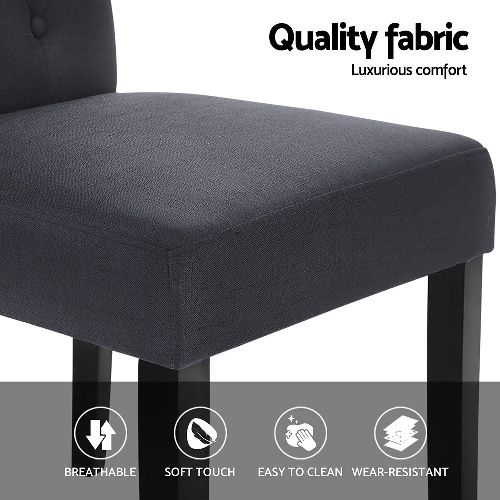 Elegant Dark Grey Linen Dining Chairs Set of 4