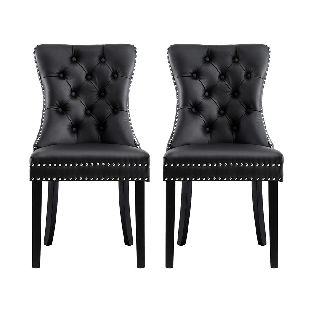 Set of 2 Elegant Leather Dining Chairs