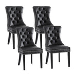 Elegant Black Leather Dining Chairs Set of 4