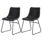 Retro PU Leather Dining Chairs - Set of 2