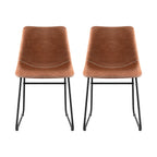 Retro PU Leather Dining Chairs - Set of 2