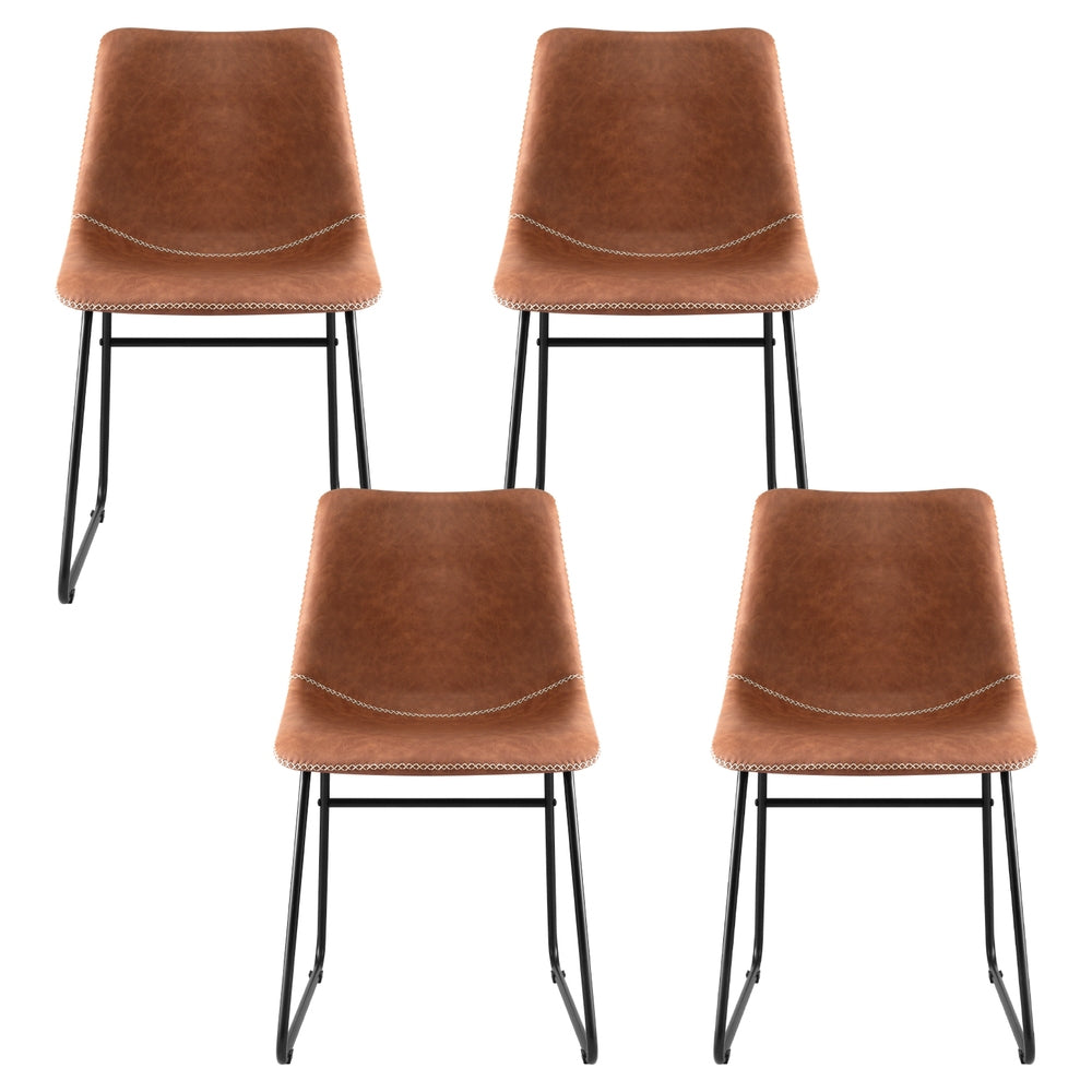 Retro PU Leather Dining Accent Chairs Set