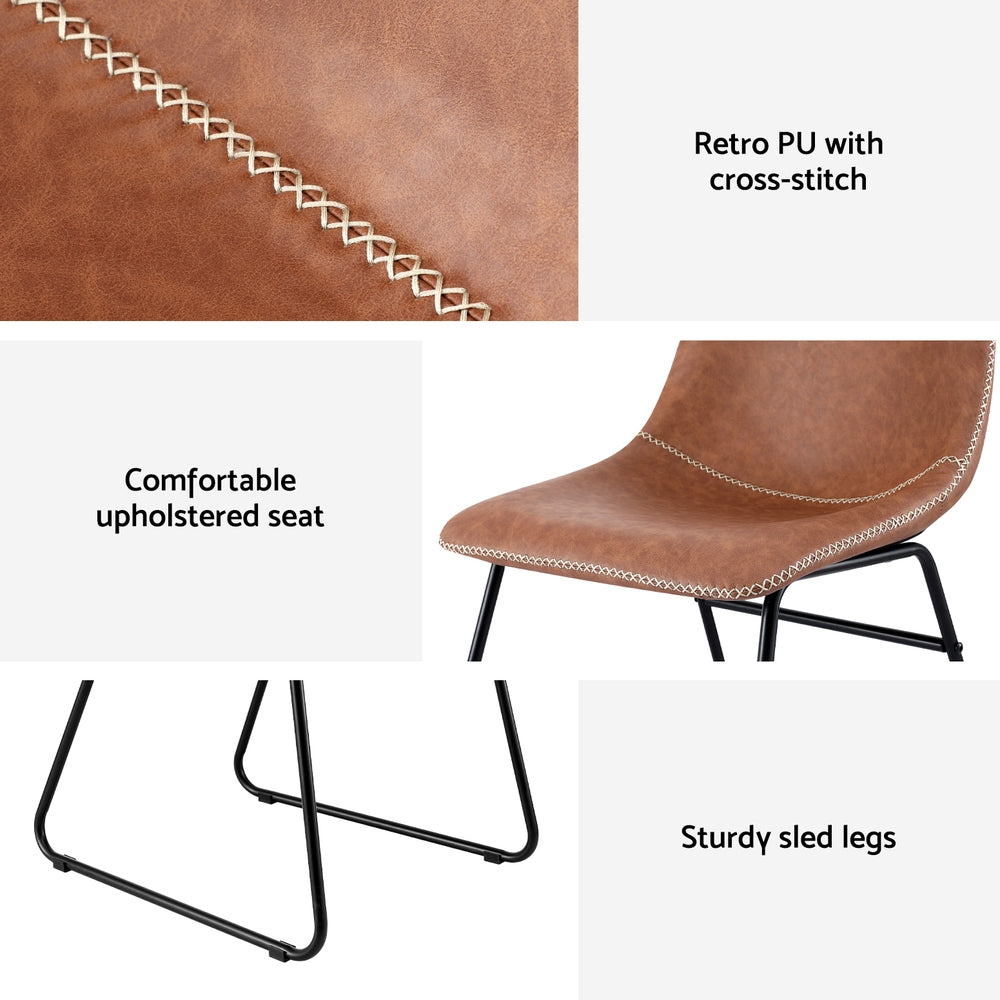 Retro PU Leather Dining Accent Chairs Set