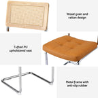 Elegant PU Leather Rattan Dining Chair Set