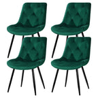 Velvet Diamond Tufted Green Dining Chairs Set