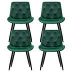 Velvet Diamond Tufted Green Dining Chairs Set
