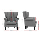 Artiss Andrew Wingback Armchair in Grey