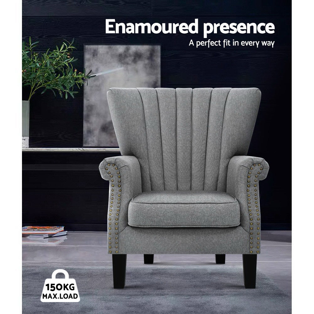 Artiss Andrew Wingback Armchair in Grey