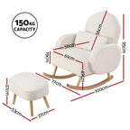 Boucle Rocking Chair with Ottoman - Elegant White Design
