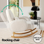 Boucle Rocking Chair with Ottoman - Elegant White Design