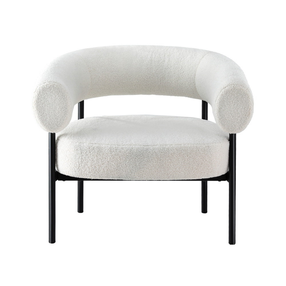 Artiss Curved Boucle White Accent Armchair