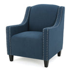 Camden Linen Fabric Club Chair with Nailhead Trim and Plush Cushioning