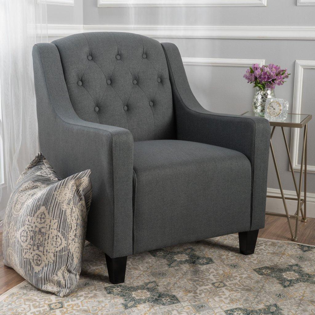 Canberra Linen Fabric Tufted Armchair - Elegant Comfort in Various Colours