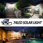 74 LED Solar Motion Sensor Light, 3 Brightness Modes Outdoor Wall Light, Suitable for Front Door, Yard, Garage, Patio