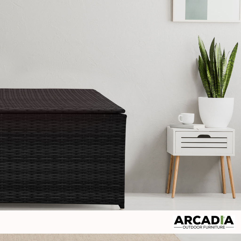 Arcadia Outdoor Rattan Storage Box - Black