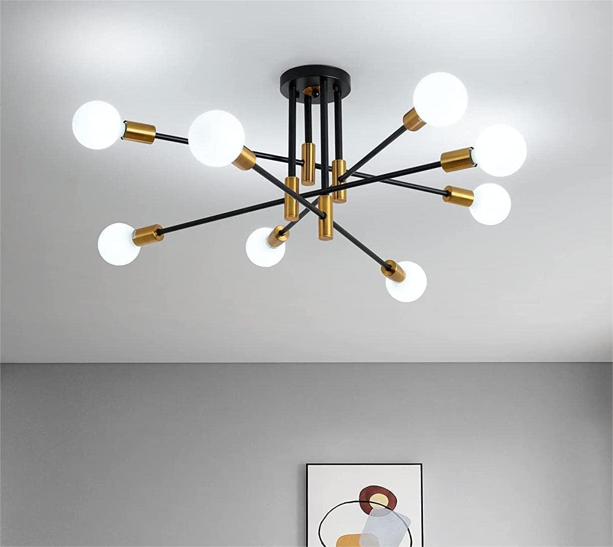 Modern Black Gold 8-Light Ceiling Chandelier