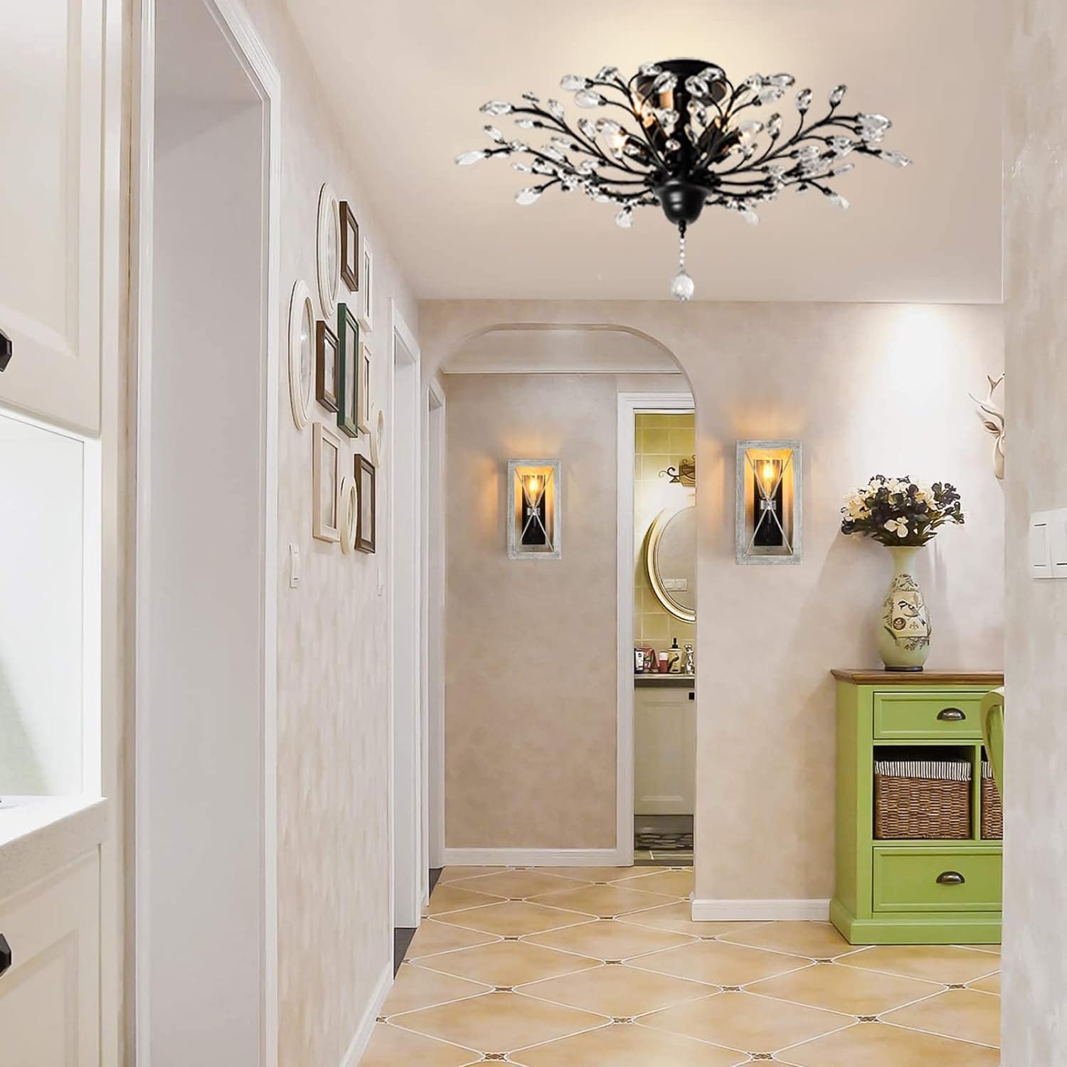 Elegant Black Crystal LED Chandelier Light